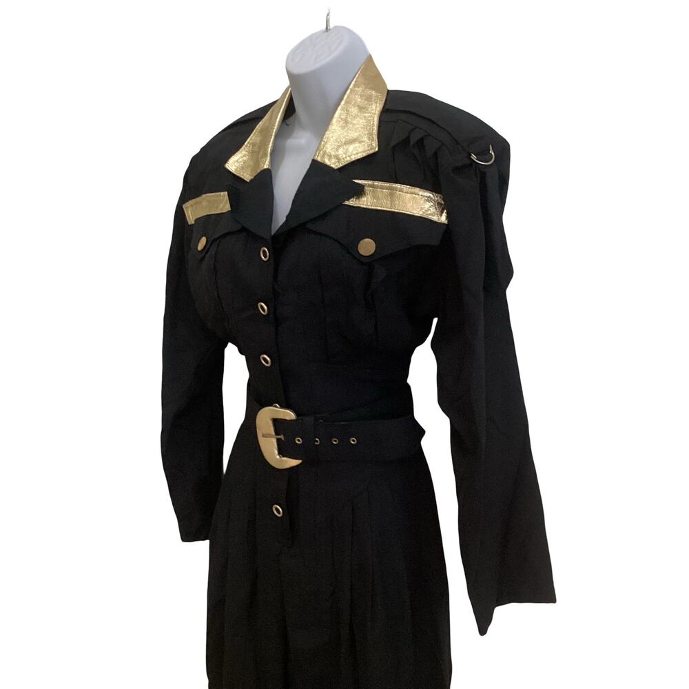 Vintage 80s Black and Gold Jumpsuit - Picture 2 of 9